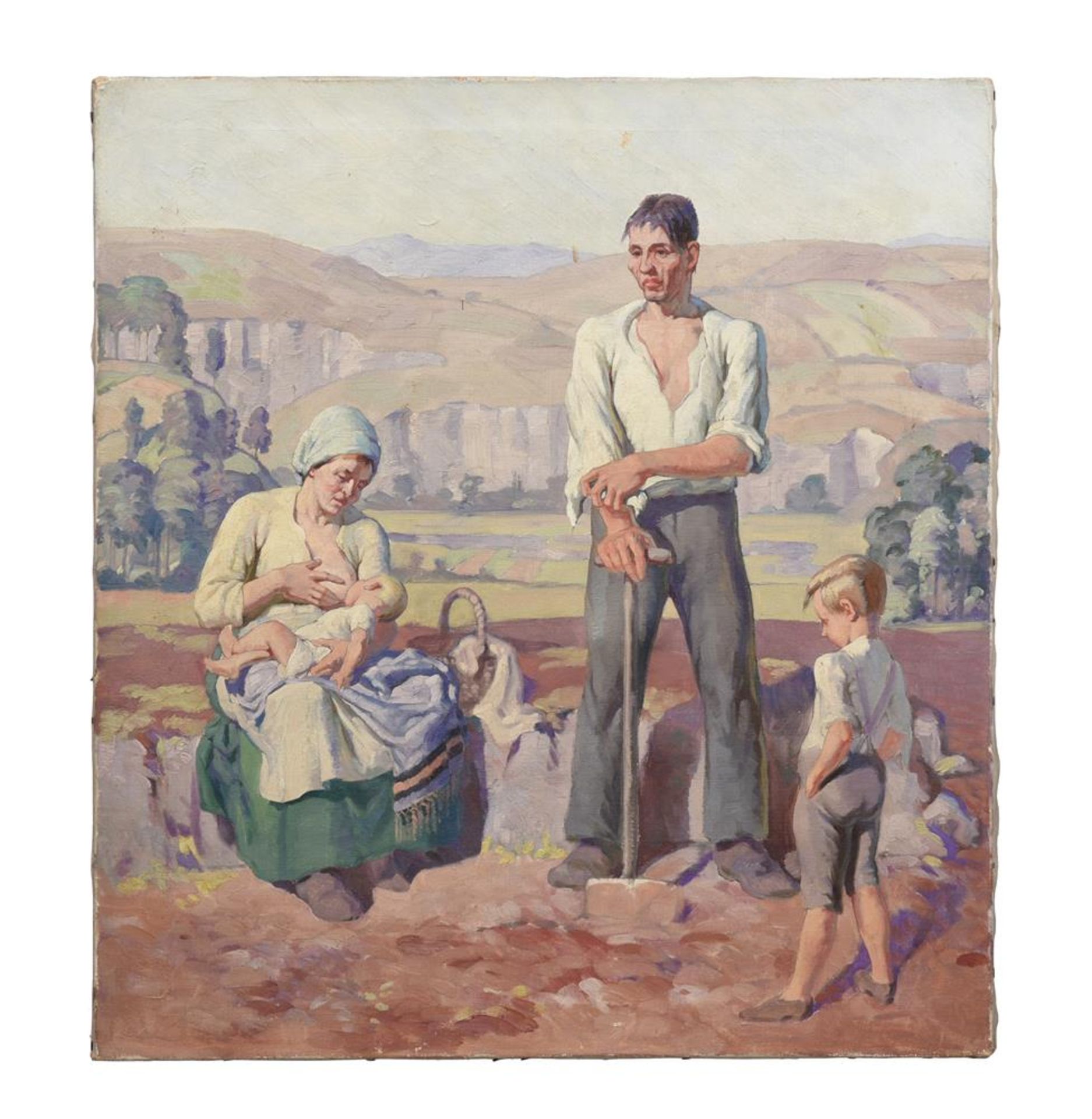 λ HAROLD DEARDEN (BRITISH 1888-1962), A FARMER AND HIS FAMILY