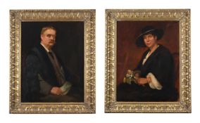 PHILIP TENNYSON COLE (BRITISH FL. C.1862-1939), A PAIR OF PORTRAITS OF A LAWYER AND HIS WIFE