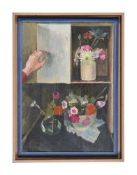 λ CHARLES MAHONEY (BRITISH 1903-1968), FLOWERS ARRANGED IN AN ORANGE CRATE