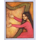 HEPZIBAH (20TH CENTURY), GIRL WITH HARP