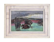 λ ALFRED WOLMARK (BRITISH 1877-1961), COWS IN A LANDSCAPE
