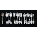 A COLLECTION OF SILVER FIDDLE PATTERN DESSERT SPOONS
