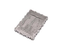 A VICTORIAN SILVER SHAPED RECTANGULAR CARD CASE