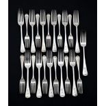 A COLLECTION OF SILVER HANOVERIAN PATTERN FORKS