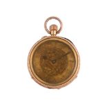 D. F. & C. A GOLD COLOURED KEYLESS WIND OPEN FACE FOB WATCH