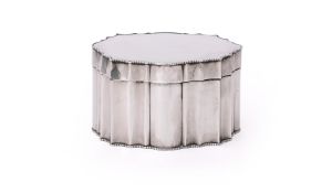 AN INDIAN SILVER SHAPED OVAL BISCUIT TIN