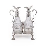 A GEORGE III SILVER OIL AND VINEGAR CRUET STAND