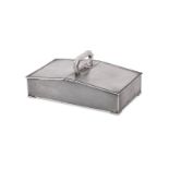 A SILVER TWIN ENDED FORM CIGARETTE BOX