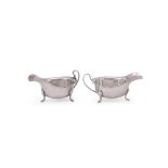 A PAIR OF SILVER SHAPED OVAL SAUCE BOATS