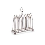 A VICTORIAN SILVER SIX DIVISION TOAST RACK