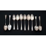 TEN SILVER OLD ENGLISH PATTERN TABLE SPOONS