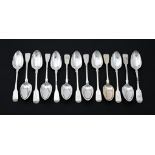 A COLLECTION OF SILVER FIDDLE PATTERN TABLE SPOONS