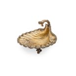 A SILVER GILT SHELL SHAPED DISH