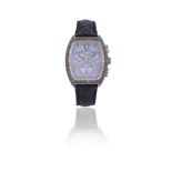 Y VAN DER BAUWEDE, MAGNUM XS, A SILVER COLOURED, DIAMOND AND SAPPHIRE CHRONOGRAPH WRIST WATCH