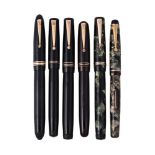 MABIE TODD, SWAN, A COLLECTION OF FIVE FOUNTAIN PENS