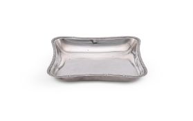 A FRENCH SILVER COLOURED SHAPED SQUARE DISH