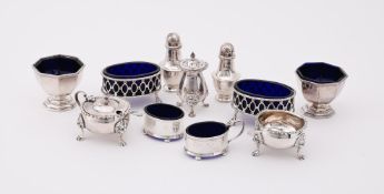 A COLLECTION OF SILVER CRUET ITEMS