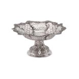 A VICTORIAN SILVER PIERCED PEDESTAL BOWL