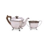 A SILVER OCTAGONAL TEA POT AND SUGAR BASIN