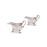 A PAIR OF GEORGE II SILVER OVAL SAUCE BOATS