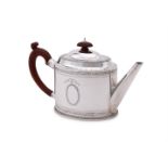 A SILVER OVAL TEA POT