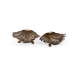 A PAIR OF SILVER GILT SHELL SHAPED SALTS
