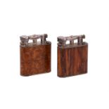 DUNHILL, TWO WOODEN VENEERED LIGHTERS