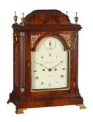 A GEORGE III BRASS MOUNTED MAHOGANY TABLE CLOCK WITH TRIP-HOUR REPEAT