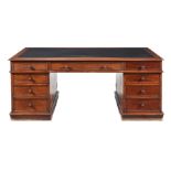 A VICTORIAN MAHOGANY PEDESTAL PARTNER'S DESKCIRCA 1880One drawer stamped for JAMES WINTER & SONS