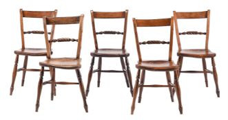 A SET OF FIVE MIXED WOOD SIDE CHAIRS