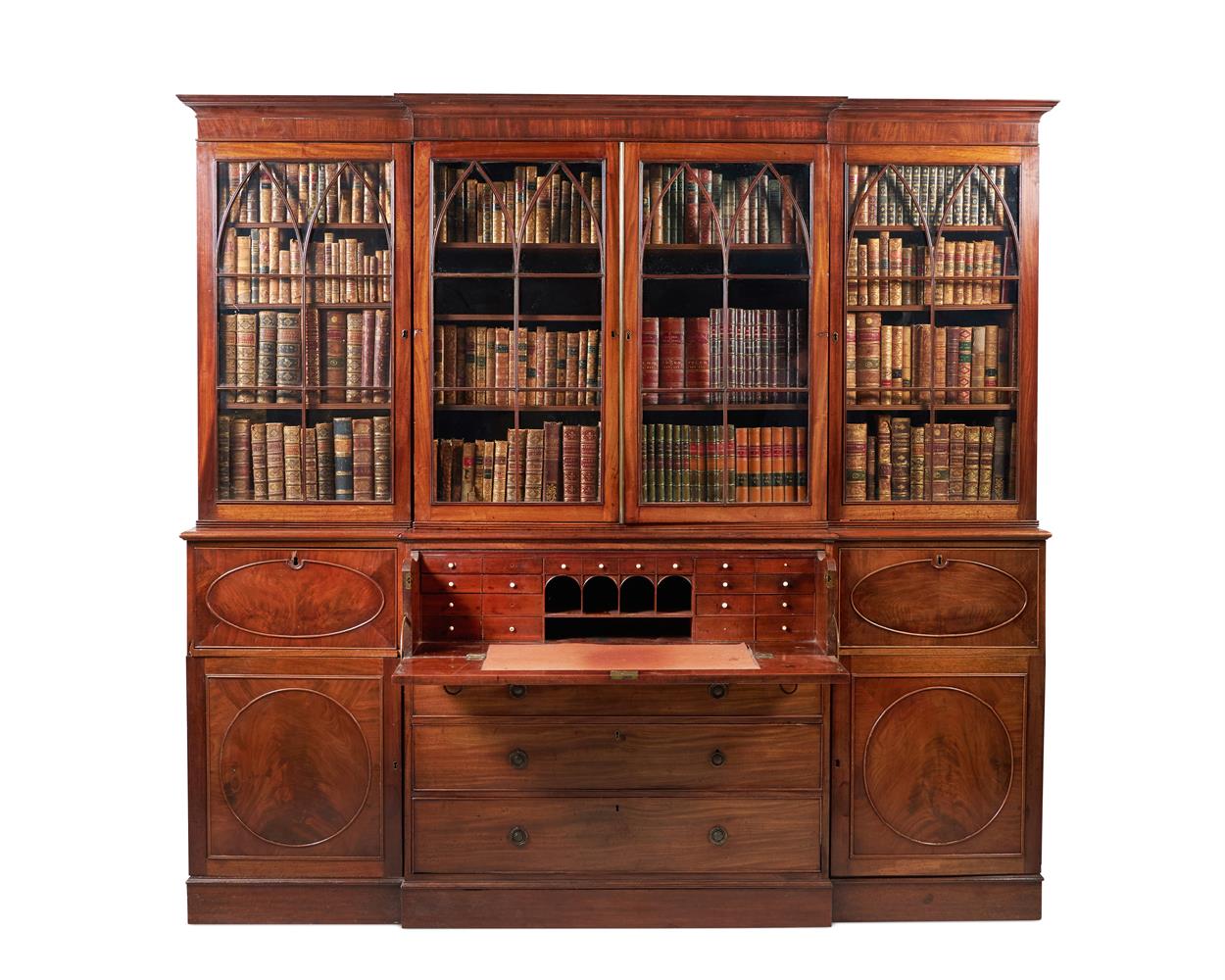 Y A MAHOGANY BREAKFRONT SECRETAIRE BOOKCASE, IN GEORGE III STYLE - Image 2 of 2