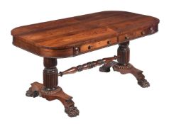 Y A WILLIAM IV ROSEWOOD LIBRARY TABLE