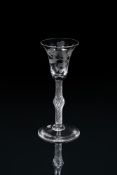 AN ENGRAVED AIRTWIST WINE GLASS OF POSSIBLE JACOBITE SIGNIFICANCE