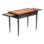 A FRENCH BLACK LACQUERED WRITING TABLE