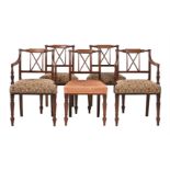A SET OF FIVE GEORGE III MAHOGANY DINING CHAIRS