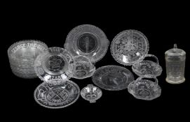 A SELECTION OF ENGLISH COMMEMORATIVE CLEAR PRESS-MOULDED GLASS