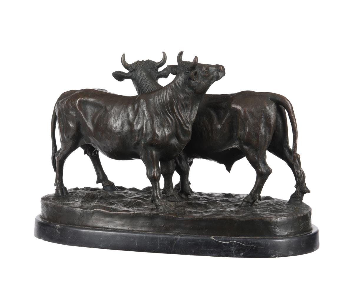 AFTER ISIDORE-JULES BONHEUR (FRENCH, 1827-1901), A BRONZE GROUP OF A COW AND BULL - Image 3 of 4