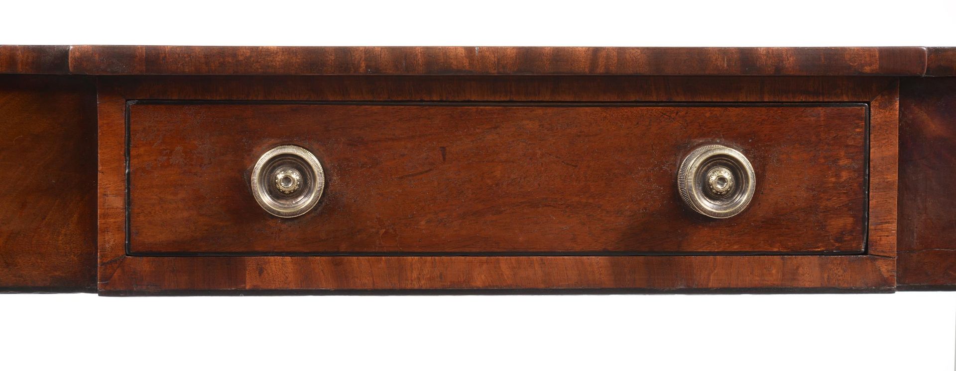 Y A REGENCY MAHOGANY AND EBONY LINE INLAID BREAKFRONT SIDE TABLE - Image 3 of 4