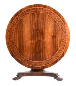 Y A GEORGE IV ROSEWOOD AND MARQUETRY INLAID CENTRE TABLE
