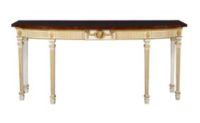 A PAINTED AND PARCEL GILT SERVING TABLE IN GEORGE III STYLE