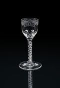 AN ENGRAVED AIRTWIST WINE GLASS