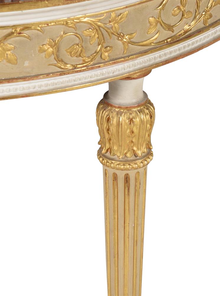 A WHITE PAINTED AND PARCEL GILT CONSOLE TABLE IN GEORGE III STYLE - Image 3 of 3