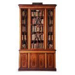 Y A REGENCY MAHOGANY AND SATINWOOD BOOKCASE