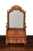 A DUTCH WALNUT AND FLORAL MARQUETRY DRESSING MIRROR