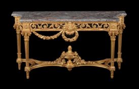 A GILTWOOD CONSOLE TABLE IN EARLY 19TH CENTURY STYLE