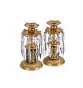 A PAIR OF GILT METAL TABLE LUSTRES