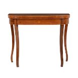 Y A REGENCY ROSEWOOD AND LINE INLAID CARD TABLE