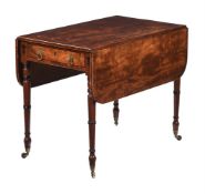 Y A REGENCY MAHOGANY, ROSEWOOD-CROSSBANDED, AND INLAID PEMBROKE TABLE