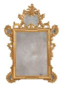 A GILTWOOD WALL MIRROR IN 18TH CENTURY STYLE