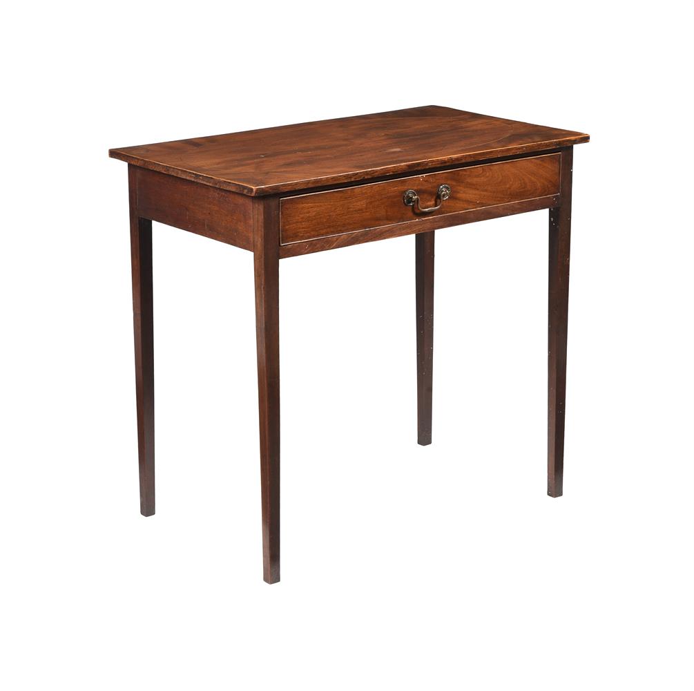 A GEORGE III MAHOGANY AND STRUNG SIDE TABLE